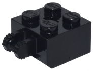 Deler - Black Hinge Brick 2 x 2 Locking with 2 Fingers Vertical and Cross Style Axle Hole, 7 Teeth