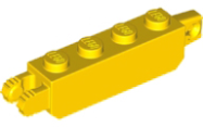 Deler - Yellow Hinge Brick 1 x 4 Locking with 1 Finger Vertical End and 2 Fingers Vertical End, 7 Teeth