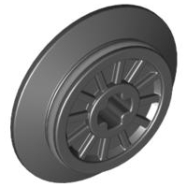 Deler - Black Train Wheel RC, Spoked with Technic Axle Hole and Rubber Friction Band