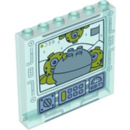 Deler - Trans-Light Blue Panel 1 x 6 x 5 with Aliens and Rock Boulder on Screen with Buttons and Dials Pattern