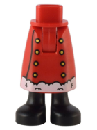 Deler - Red Mini Doll Hips and Skirt Long, Robe with Gold Buttons and White Trim, Black Boots Pattern - Thick Hinge