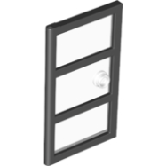 Deler - Black Door 1 x 4 x 6 with 3 Panes and Stud Handle with Trans-Clear Glass