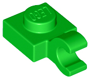 Deler - Bright Green Plate, Modified 1 x 1 with Open O Clip (Horizontal Grip)