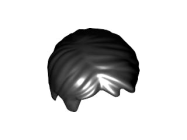 Deler - Black Minifigure, Hair Short Tousled with Side Part