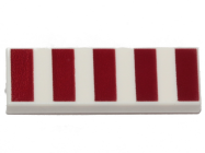 Deler - White Tile 1 x 3 with 5 Dark Red Stripes Pattern
