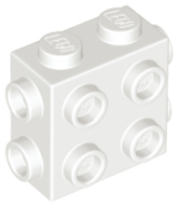 Deler - White Brick, Modified 1 x 2 x 1 2/3 with Studs on 3 Sides