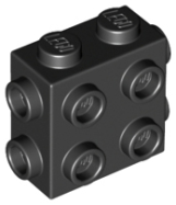 Deler - Black Brick, Modified 1 x 2 x 1 2/3 with Studs on Side and Ends