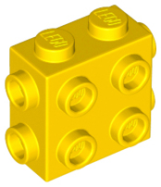 Deler - Yellow Brick, Modified 1 x 2 x 1 2/3 with Studs on Side and Ends