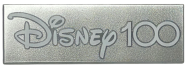 Deler - Light Bluish Gray Tile 2 x 6 with White "Disney 100" on Silver Background Pattern