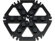 Deler - Black Technic, Plate Rotor 6 Blade with Clip Ends Connected (Water Wheel) - Solid Studs