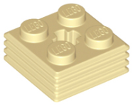 Deler - Tan Brick, Modified 2 x 2 x 2/3 Ribbed with Axle Hole