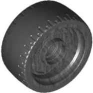Deler - Pearl Dark Gray Wheel 24 x 12 with Pin Hole with Molded Black Hard Rubber Tire Pattern