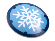 Deler - Light Bluish Gray Minifigure, Shield Circular Convex Face with White Snowflake