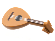 Deler - Medium Nougat Minifigure, Utensil Musical Instrument, Lute with Dark Brown Neck and Silver Strings