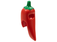 Deler - Red Minifigure, Headgear Head Cover, Costume Chili Pepper with Green Stem Pattern