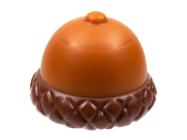 Deler - Dark Orange Minifigure, Headgear Hat Acorn with Reddish Brown Cupule Pattern