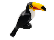Deler - Black Bird, Toucan with Molded Bright Light Orange Beak and White Chest and Printed Eyes