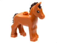 Deler - Dark Orange Horse, Foal with Stud on Back with Molded Dark Brown Mane and Tail and Printed Black Eyes