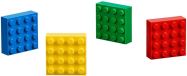 Tilbehør - Magneter - Brikker 4x4 Blå, Gul, Grønn og Rød