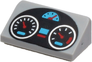 Deler - Light Bluish Gray Slope 30 1 x 2 x 2/3 with Black Oval Dashboard with Silver, Medium Azure and Red Gauges Pattern