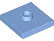 Deler - Medium Blue Plate, Modified 2 x 2 with Groove and 1 Stud in Center (Jumper)