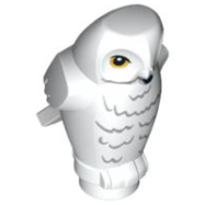 Deler - White Owl, Angular Features with Black Beak, Yellow Eyes, and Light Bluish Gray Rippled Chest Feathers Pattern (HP Hedwig)