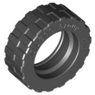 Deler - Black Tire 17.5mm D. x 6mm with Shallow Staggered Treads - Band Around Center of Tread