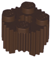 Deler - Dark Brown Brick, Round 2 x 2 with Axle Hole and Grille / Fluted Profile