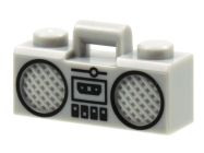 Tilbehør - Minifigur - Radio Boom Box with Bar Handle with Black Cassette Player, Switches and Rimmed Speakers Pattern