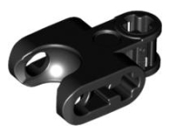 Deler - Black Technic, Axle Connector 2 x 3 with Ball Joint Socket, Open Lower Axle Holes