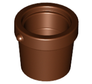 Deler - Reddish Brown Minifigure, Utensil Bucket 1 x 1 x 1 Tapered with Handle Holders