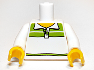 Deler - White Torso Shirt with Collar and Lime Stripes, Yellow Neck Pattern / White Arms / Yellow Hands