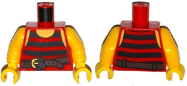 Deler - Red Torso Pirate Stripes Black with Brown Belt with Buckle Pattern / Yellow Arms / Yellow Hands
