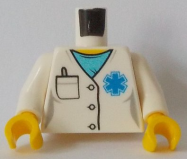 Deler - White Torso Hospital Lab Coat, Medium Azure Scrubs, Blue EMT Star of Life