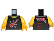 Deler - Black Torso Sleeveless Top with Red Guitar, White Lightning Bolts and (TOUR)on Back Pattern / Yellow Arms / Yellow Hands