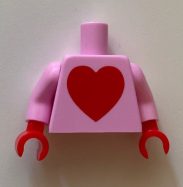 Deler - Bright Pink Torso with Large Red Heart Pattern (BAM) / Bright Pink Arms / Red Hands