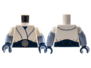 Deler - White Torso Fur Coat, Dark Blue Sash, Silver Snowflake, Black Dogs Pattern
