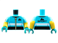 Deler - Medium Azure Torso Jacket Black Sport Mountains Logo Pattern / Yellow Arms