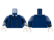 Deler - Dark Blue Torso Double Breasted Jacket, White Collar, Black Tie, 6 Gold Buttons Pattern / Dark Blue Arms