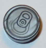 Deler - Flat Silver Tile, Round 1 x 1 with Soda Pop Can Top Pattern