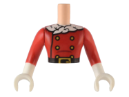 Deler - Light Nougat Torso Mini Doll Man Red Jacket with Gold Buttons, Black Belt and White Trim Pattern