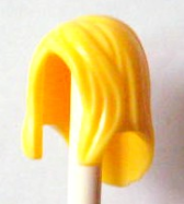 Tilbehør - Minifigur - Hår - Lys gult halvlangt med midtskill