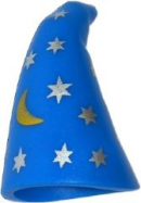 Tilbehør - Minifigur - Hodeplagg -  Blå Trollmanns hatt med stjerner