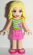 Minifigur Friends - Liza, Dark Pink Shorts, Green Top 