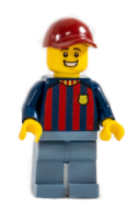 Minifigur FC Barcelona - Fotballsupporter Mann med sandblå bukser