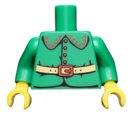 Tilbehør - Minifigur - Overkropp - Grønn nisse/alve jakke med gul spenne